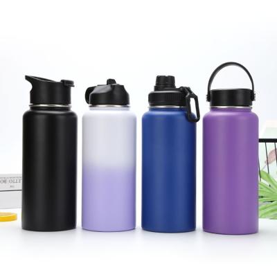 China Durable 32oz 40oz Wide Mouth Double Wall Vacuum Insulated Stainless Steel Sports Water Bottle With Straw Lid for sale