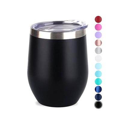 China Viable Hot Selling Mugs In Amazon Double Wall Stainless Steel Wine Tumbler Egg Shape Cups With Sliding Lid for sale