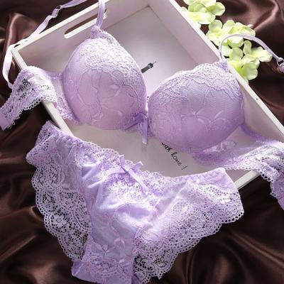 China Wholesale popular floral print QUICK DRY bra set lingerie woman push up bra and panty sets lace up Lady Underwear for sale