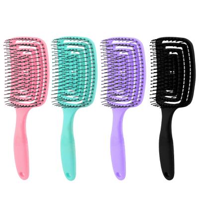 China New design waterproof plastic travel handle tangle duct portable hair comb brush for curly hair for sale