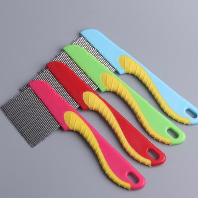 China Handle Hair Brush Hair Comb Stainless Steel Pet Lice Comb For Dog And Cat for sale