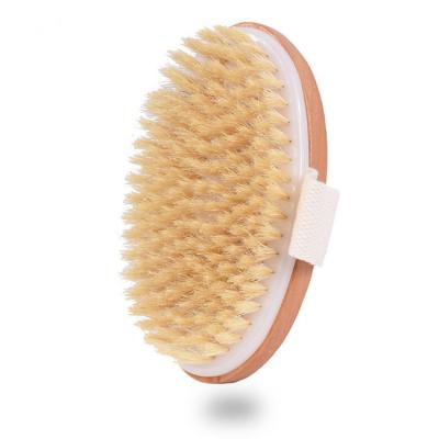 China All Natural Custom Lotus Wooden Bath Brush Oval Boar Hair Bristle Brush Bath Body Brush for sale