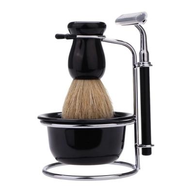 China Shaving brush high quality ABS handle safety stiffens 5 pieces set men's beard shaving brush and bowl set for sale