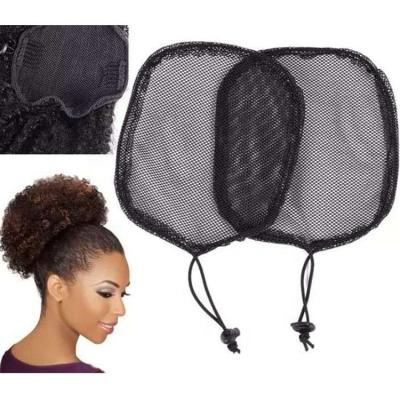 China Black African Elastic Adjustable Wig Head Afro Wavy Hair Afro Cap Ponytail Net Hairnet for sale