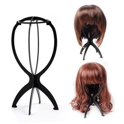 China Wig Hair Display Making Wigs Pink Black Wig Hanger Rack Hair Accessories Portable Folding Wig Cap Rack Wigs Stand Tripod for sale