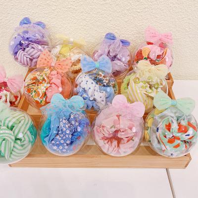 China Cloth 5 packs of cute girly floral hair ties new fashion style fabric elastic hair tie hair scrunchies set for sale