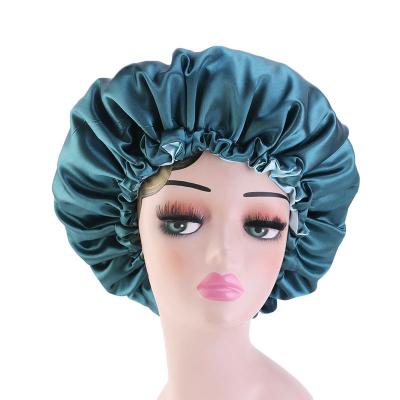 China Fashion Hot Selling Double Satin Women's Hair Care Elastic Adjustable Loop Hair Sleep Hood Satin Nightcap Women for sale