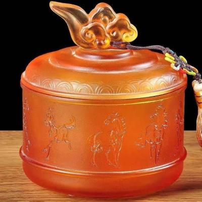 China Large Africa Size Crystal Glass Horse Storage Jar for sale