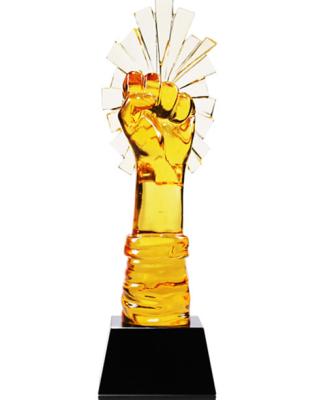 China China Single Fist Shaped Crystal Trophy For Business Souvenir for sale