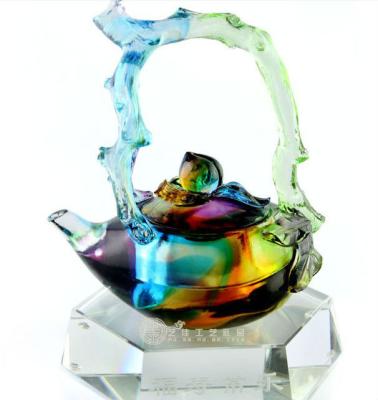 China Handmade crystal glass kettle from Africa pate de verre for sale