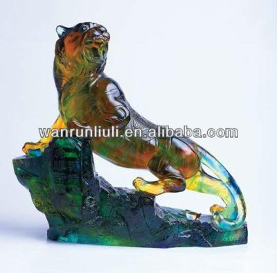 China Cute Europe Pate Glass Crystal Glass Tiger Figurine - Fengshui Decor for sale