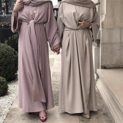 China Wholesale Muslim Dress Daily Life Long With Belt Tied Abaya Women Islamic Abaya Dubai Muslim Dress for sale