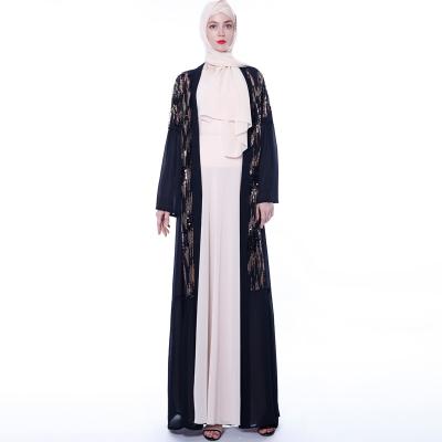 China Everyday Life Sequin Cardigan Long Sleeve Chiffon Quilted Tracksuit Abaya for sale