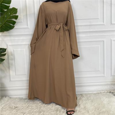 China Dubai Turkey Modest Solid Simple Muslim Dresses Kaftan Islamic Clothing Colored Women's Abaya Daily Life for sale