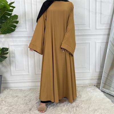 China Daily Life Modest Kaftan Solid Color Women Simple Islamic Clothing Muslim Abaya Dresses for sale