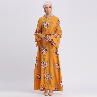 China Daily Life Ladies Muslim Islamic Clothing Long Skirt Printed Muslim Dress for sale