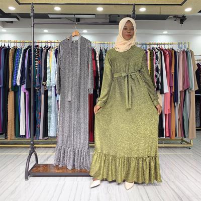 China Daily Life Knitted Pure Islam Clothing Muslim Abaya Sparkle Color Dress for sale