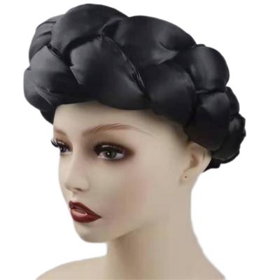 China Baotou Braid Plain Muslim Milk Silk Cowl Hat Solid Color Fashion Muslim Turban Turban for sale