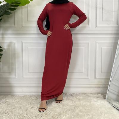 China Full Bodycon Daily Life Long Sleeve Elastic Plain Color Open Abaya Dresses for sale