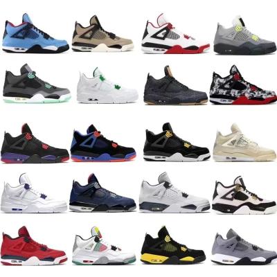 China Cushioning Classic White Black Blue Retro 4 Mens Womens AJ4s College Basketball Shoes Bestselling Shoes Cement Sail Red Retro AJ4 Joint Fire for sale