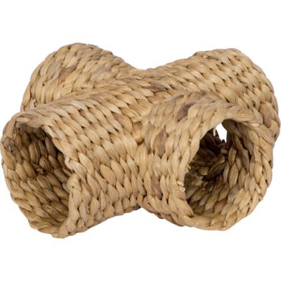 China Straw Grass House Chew Toy Breathable T-shaped Woven Hamster Toy Running Small Animal Bed Pet Nest Tunnel Tube Hamster Toy for sale