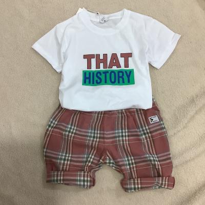 China New Style Anti-shrink Sweater Short Sleeve Printed Children Shorts Cotton Casual Suit Two-piece Set for sale