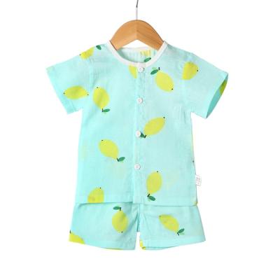 China Vintage Summer Style New 2 Piece Soft Cotton Children Clothing Home Wear Baby Clothes Set for sale