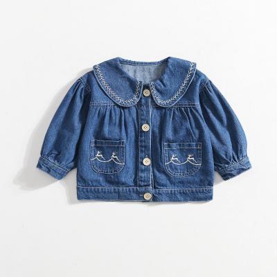 China Wholesale RST Autumn Sweatshirt Kids Denim Windproof Jacket For Girls Floral Embroider for sale