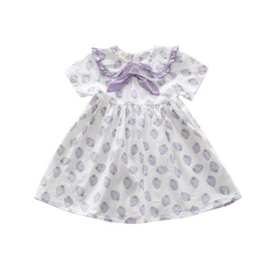 China Baby Boutique Breathable Hot Sale Strawberry Print Dress Cute Breathable Dress for sale