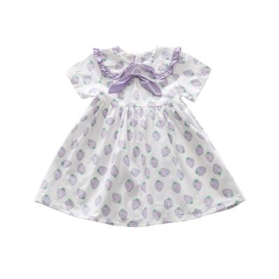 China Fashion Boutique Breathable Flower Printed Girls Dress Cute Kids Baby White Dress for sale