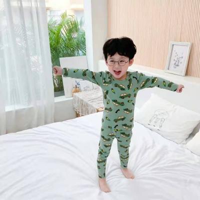 China Polyester Autumn Boys And Girls Pure Cotton Thermal Underwear Set Home Service Pajamas Children for sale