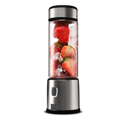 China Ice Crushing Classic Glass Body 450ml Stainless Steel Appearance Blender Juicer Blender Smoothie Maker Mini Rechargeable Portable Blender for sale