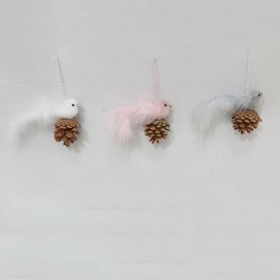 China 2022 Polyester Newcomers Christmas Ornament Hanging Decorative Bird With Pine Cones for sale