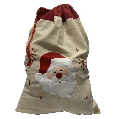 China Custom Polyester Fashion Christmas Polyester Sack Bag Santa Gifts Bag With Drawstring for sale