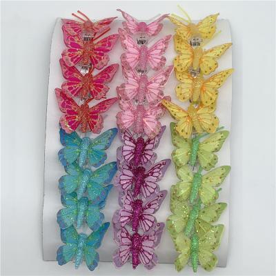 China Holiday Festival Fashion Glitter Best Selling Artificial Butterflies Feather Home Butterfly For Weddings for sale