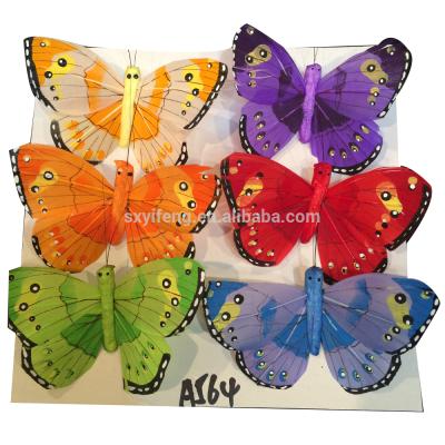 China Holiday Festival Butterfly Wall Sticker 3d Bedroom Ornament Feather Stereo Butterfly for sale