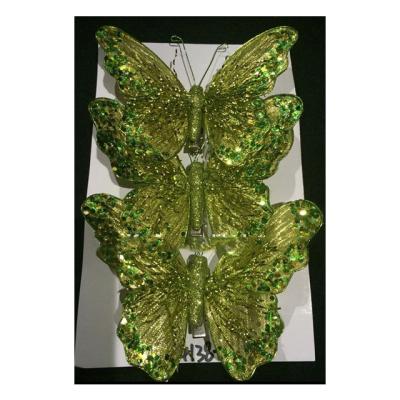 China Holiday Festival Wedding Artificial Butterfly With Clip Christmas Ornaments For Party Decoration for sale