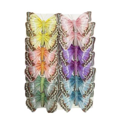 China Europe Colorful Spring Artificial Butterfly With Metal Clip For Garden Decoration for sale