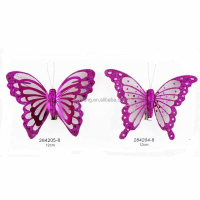 China 12cm Purple Creative Christmas Handmade Butterfly For Christmas Tree Ornament for sale