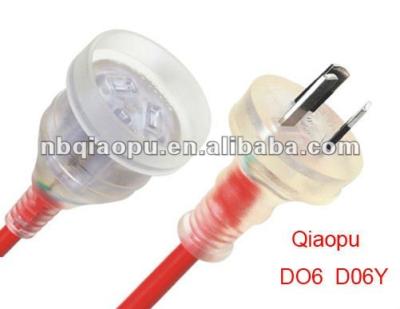 China COMPUTER Australia Extension Lead D06 D06-Y / SAA Heavy Duty Transparent Extension Power Cord for sale