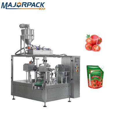 China Automatic Beverage Premade Rotary Pouch Mango Juice Pouch Packing Machine for sale