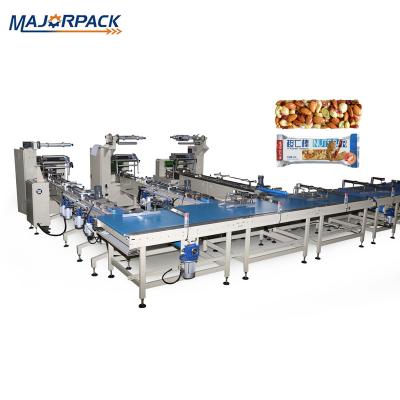 China Food Majorpack Automatic Lifter Wafer Biscuit Wrapping System Wafer Stick Machine Feeding Wrapping Line for sale