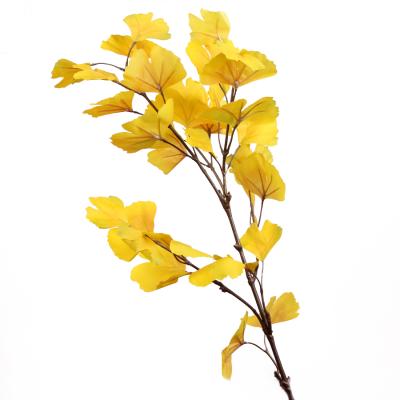 China Wholesale Artificial Party Plastic Leaves 90cm Yellow Silk Flower Wedding Table Runner Home Hotel Decoration Ginkgo Biloba Leaves for sale