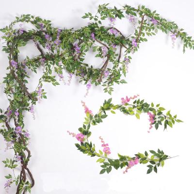 China Artificial Silk Fabric Silk Home Wedding Decoration Wisteria Flower Vine for sale