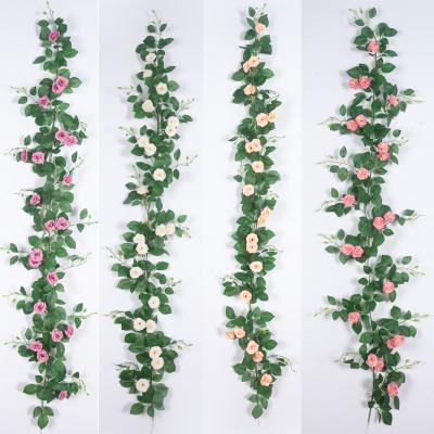 China Artificial silk silk fabric wedding hotel home decoration rose flower vine for sale