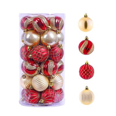 China Plastic Christmas Tree Decorations 6cm Set Of 30 Balls Glitter Christmas Plastic Ball for sale