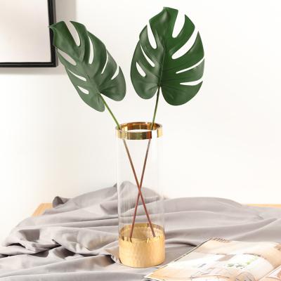 China Plastic High Quality Artificial Monstera Leaves Wedding Home Decoration Plant for sale