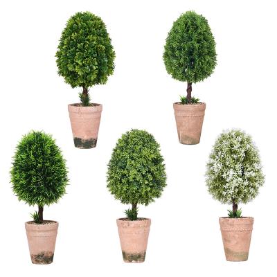 China 10 Inch Decorative Small Artificial Tree, Potted Green Plant For Home Christmas Decor for sale