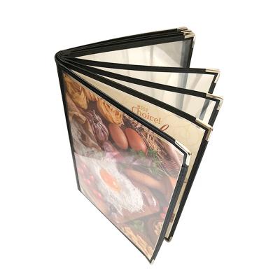 China For Restaurant Double Sided All Clear Vinyl Menu Cover 2 Sided Plastic Menu Holder Slip In Top-loading Cover for sale