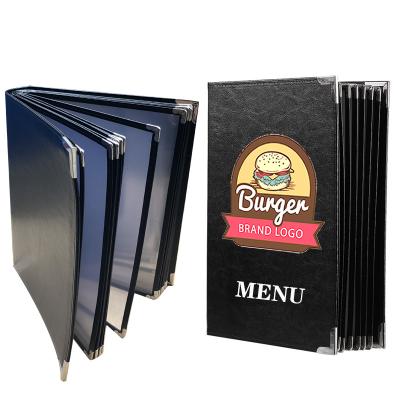 China For High End Restaurant Hotel Customized A4 PU Cover Leather Cover Menu Books for sale